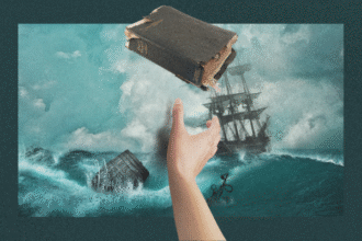 naufrágio, mão, bíblia